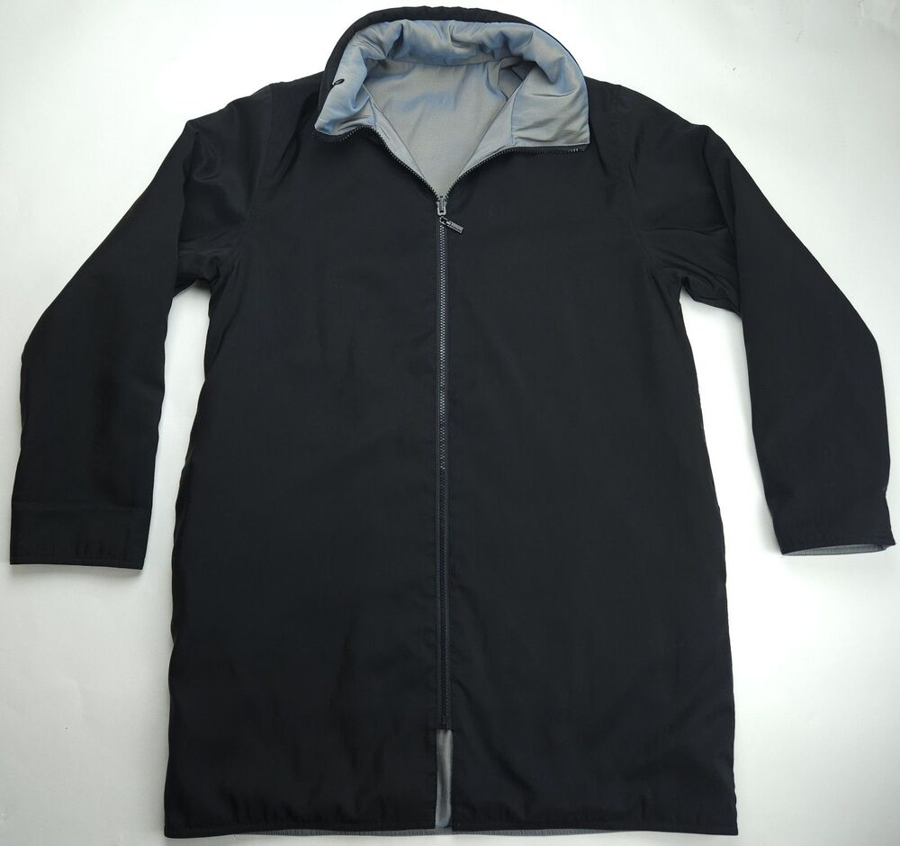 Small Mycra Pac Now Womens Reversible No Hood Travel Coat Black & Iridescent